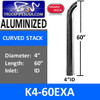 4" x 60" Curved Top ID Bottom Aluminized Stack Pipe K4-60EXA